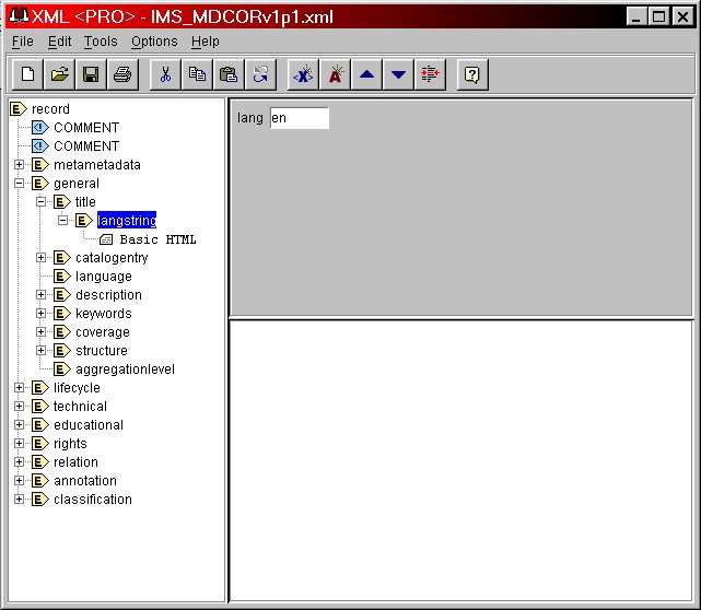 XML Editor screen shot
